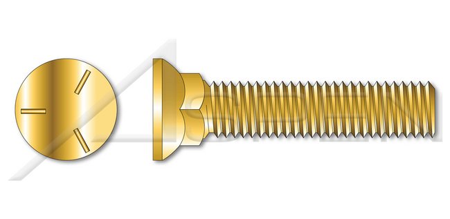 Flat Head #3; Head Full Thread Grade 5 Steel Yellow Zinc Plow Bolt - Image 1
