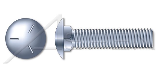 Steel Zinc Grade 5 Round Head Square Neck Full Thread Carriage Bolt - Image 1