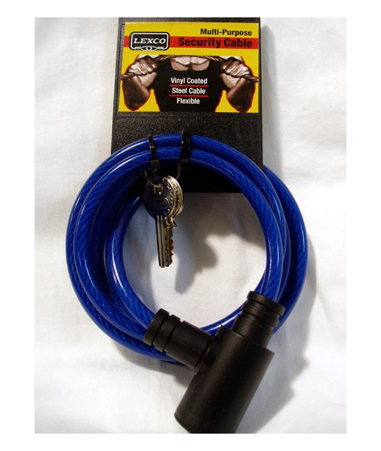 Lexco Cable Key/Combo Lock 6' Coiled Cable Key Lock - Blue - Image 1