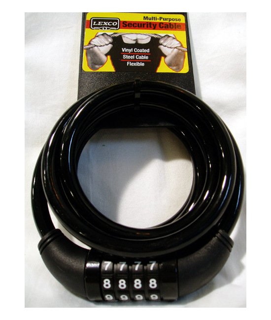 Lexco 6' Coiled Cable Combination Lock - Black - Image 1