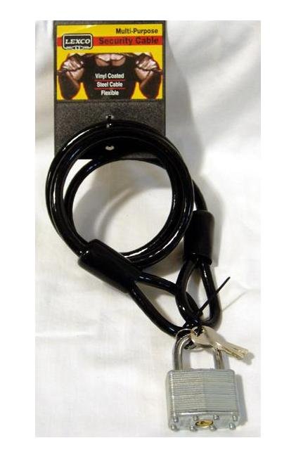 Lexco 6ft 5/16 Cable Key Lock with 40mm Coil, Black - Image 1