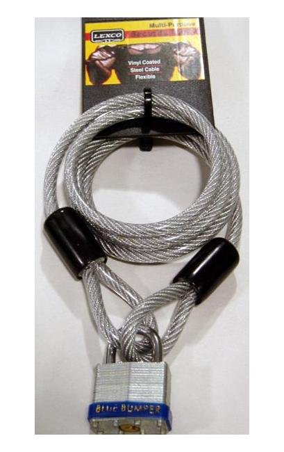 Lexco 4' 5/16 Cable Key Lock with 40mm Coil - Clear - Image 1