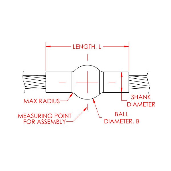 0.379 Inch (in) Ball Diameter Military Speciation (MS) Cable Ball with Double Shank - Image 2