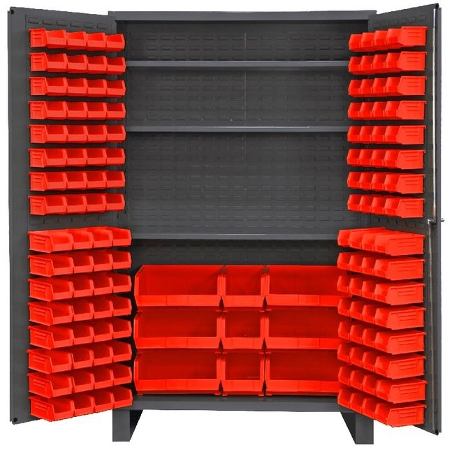 Heavy-Duty 48x78x24 in Steel Bin and Shelf Storage Cabinet - Image 1