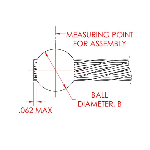 0.19 Inch (in) Cable Ball Diameter and 0.032 Maximum Mating Cable Diameter Commercial Brass Cable Ball - Image 2
