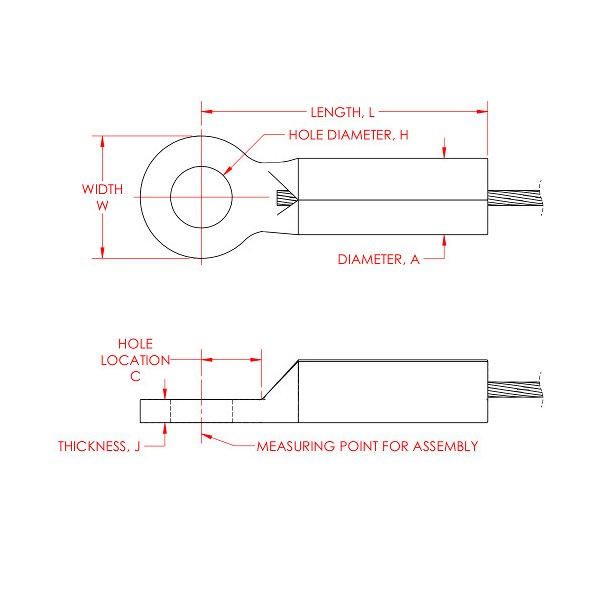 0.25 Inch (in) Hole Size and 1.312 Inch (in) Fitting Length Commercial Plated Steel Cable Eyelet - Image 2