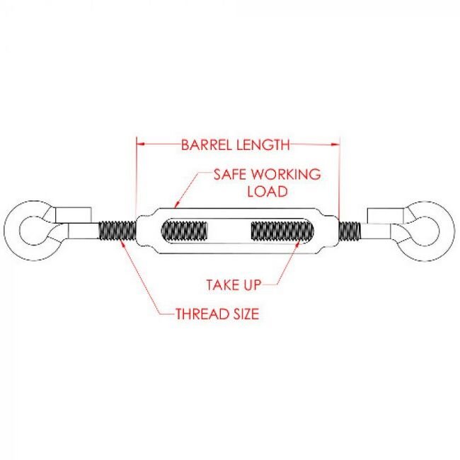 Super Strength Aluminum Eye and Eye Cable Turnbuckle - Image 2