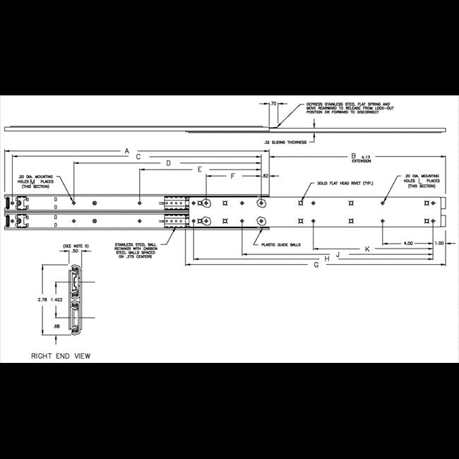 CLB-223 Heavy Duty 3/4 Extension with Quick Disconnect Ball Bearing Slide - Image 2