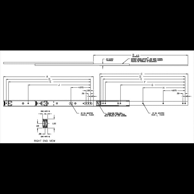 CLB-305 Full Extension with Quick Disconnect Ball Bearing Slide - Image 2