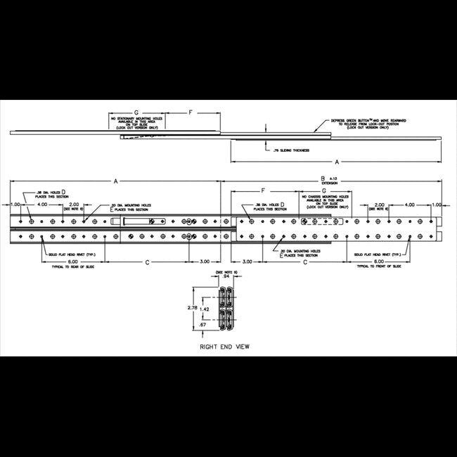 LBS-22-LO Heavy Duty Full Extension with Lock-Out Ball Bearing Slide - Image 2
