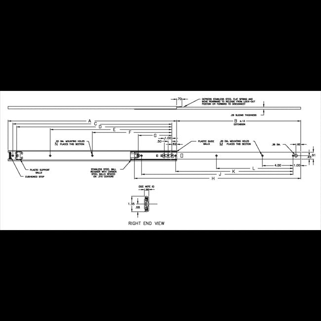 CLB-203 3/4 Extension with Quick Disconnect Ball Bearing Slide - Image 2