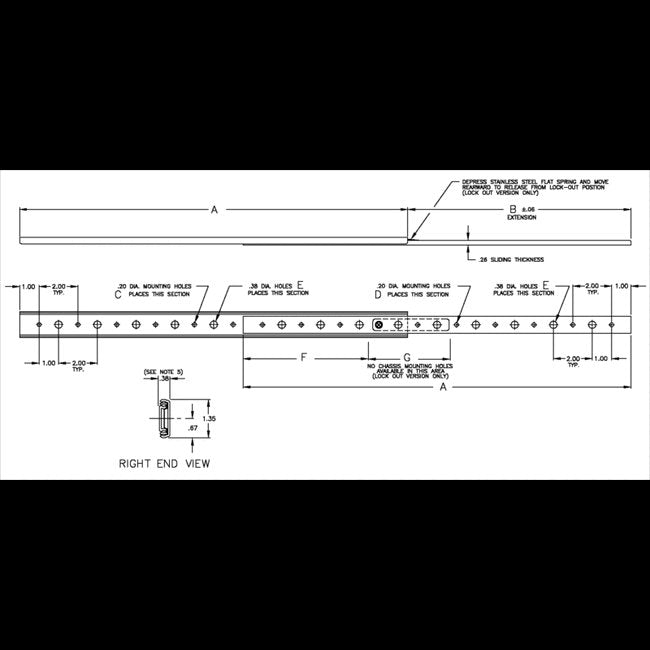 LBS-11- LO (3/4) Extension with Lock-Out Ball Bearing Slide - Image 2