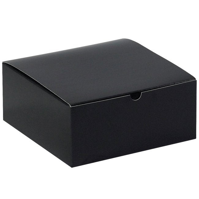 Alpha Packaging, Inc. 8x8x3.5 Black Gloss Chipboard Gift Box - Image 1