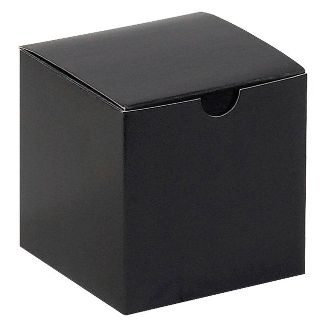 Gloss Black Chipboard Carton Gift Box (4x4x4 in) - Image 1