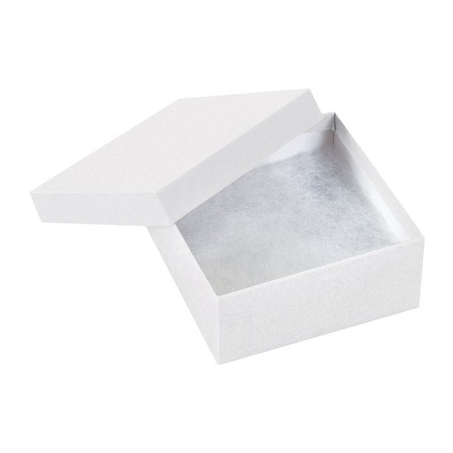 White Fiberboard Jewelry Box - 3.5x3.5x1.5 inches - Image 1