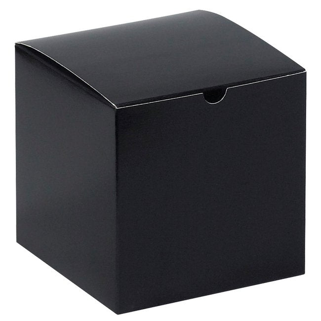 6x6x6 Gloss Gift Box - Black Chipboard Carton Case of 100 - Image 1