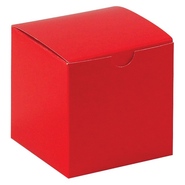 Holiday Red Gift Box - 4x4x4 inches, Pack of 100, Alpha Packaging, Inc. - Image 1