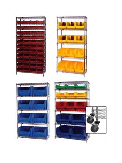 VWRC-1848-3, 59 Pound (lb) Weight Chrome Wire Shelving with Bins - Image 1