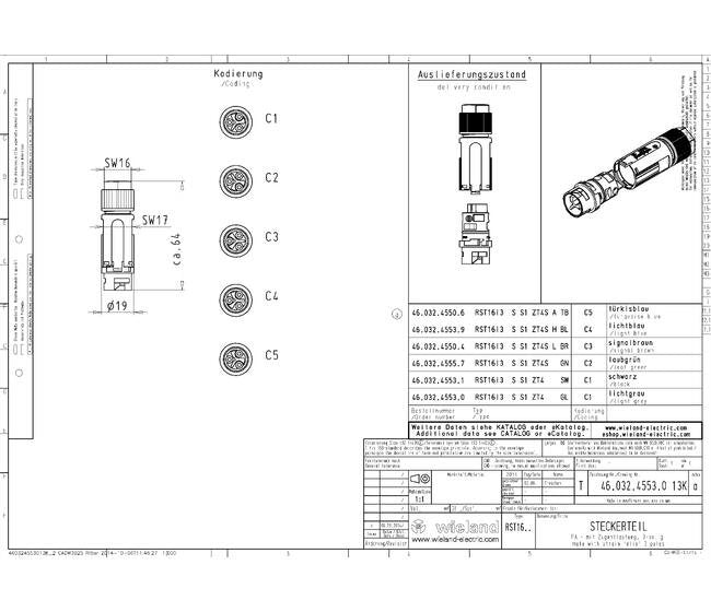 Wieland 3-Pole Black Male Pluggable Electrical Connector - 16A - Image 2