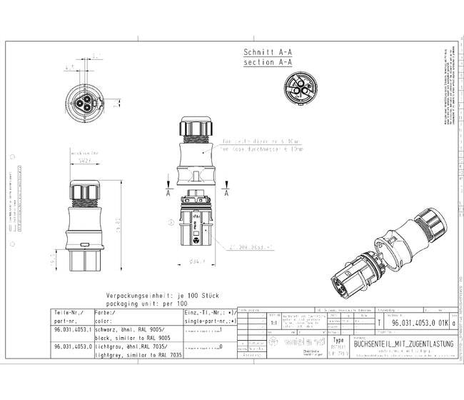 Wieland RST20I3S B1 ZR1 SW Outdoor Circular Connector - Image 2