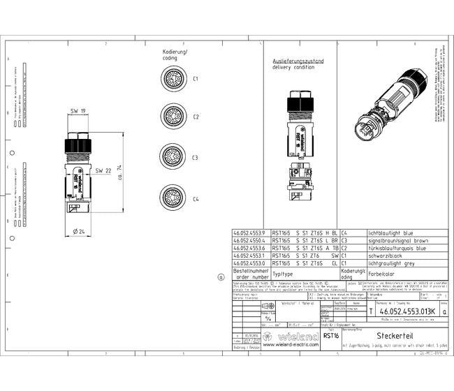 Wieland 5-Pole Black Male Electrical Connector - 16A - Image 2