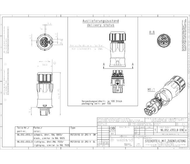 Wieland RST20I5S Male Circular Connector 5 Pole 20A IP69 Rated - Image 2