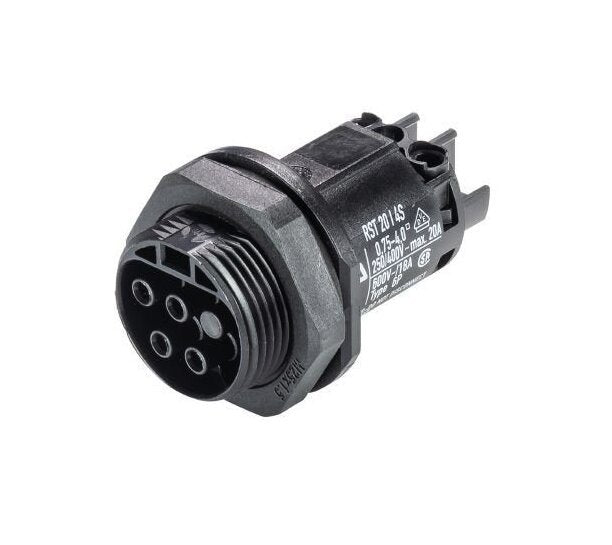 Wieland Black RST20I4 Female Device Connector, Straight Angle Plug - Image 1