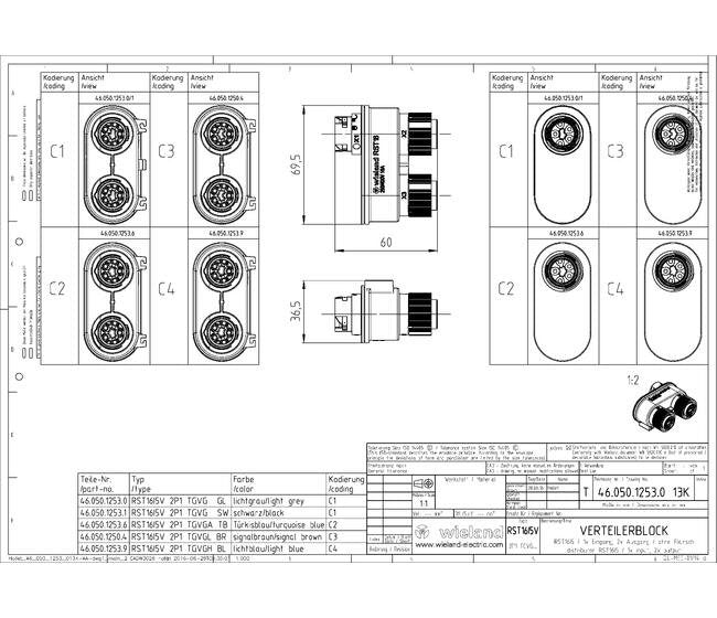 Wieland 4 and 5 Pole Black Coding Distributor Block - Image 3