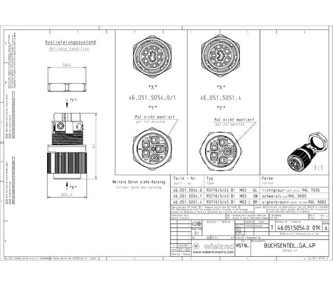Wieland RST16I5/4S B1 M03 SW Outdoor Device Connector - Image 3