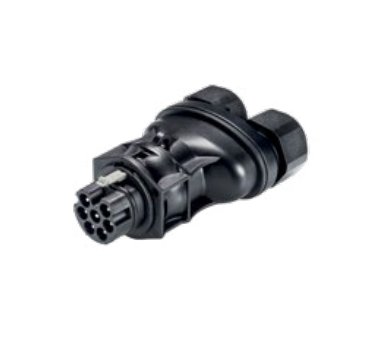 Black Male Splitter Connector for 6mm Cable Diameter - Image 1