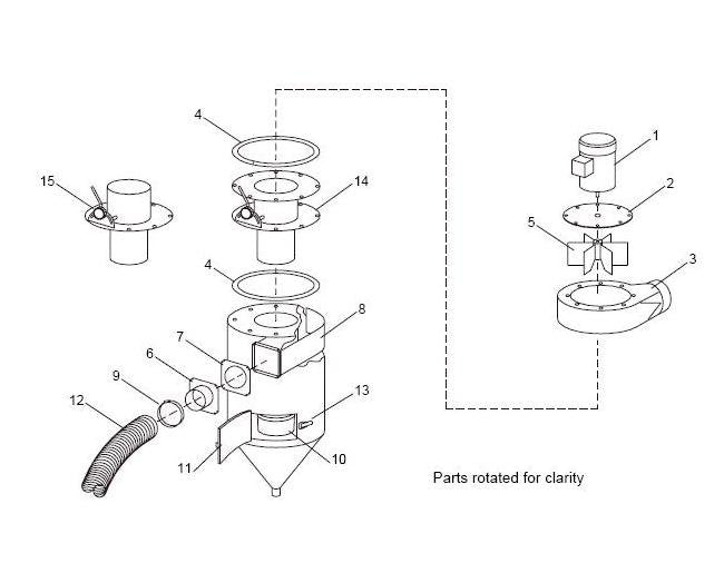 600 cfm 5" Inlet Pipe Adaptor for Zero BNP Sand Blast Cabinet - Image 1