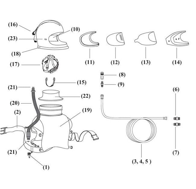 Clemco/Zero Blast System Apollo 60 HP Helmet 1/4" Female Disconnect - Image 1