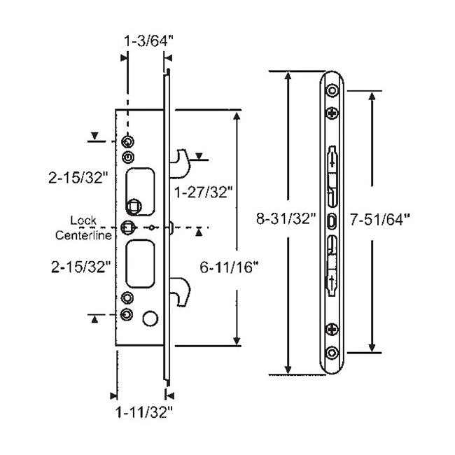 Commercial Two Point Patio Door Mortise Lock - Image 1