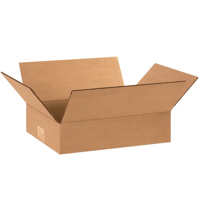 12x8x3 Flat Corrugated Box - 25ct Bundle, Kraft ECT-32 - Image 1