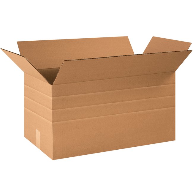 Multi-Depth Corrugated Box - 24x12x12 in, ECT-32 Kraft, Bundle of 25 - Image 1