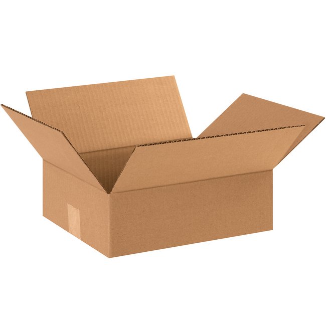 12x10x4 Flat Corrugated Box - ECT-32 Kraft Carton Bundle (25 Pack) - Image 1