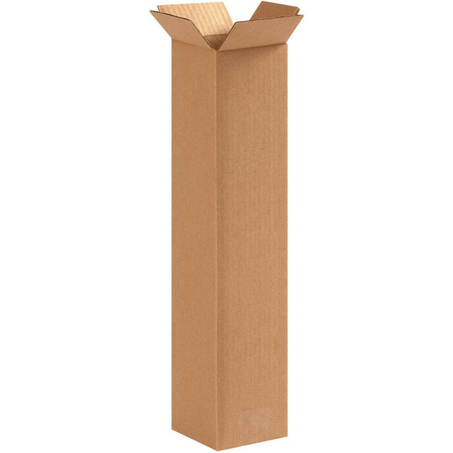 Alpha Packaging 4x4x18 Tall Kraft Corrugated Box Bundle (25 Pack) - Image 1