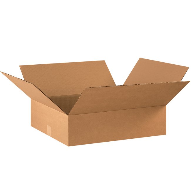 22x18x6 Flat Corrugated Box - ECT-32 Kraft - Bundle of 20 - Image 1