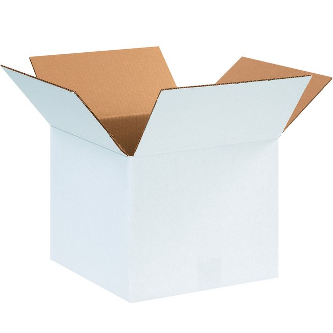 12x12x10 White ECT-32 Corrugated Box Bundle - Image 1