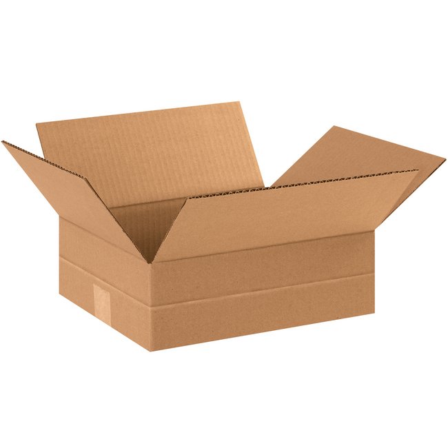 Multi-Depth Corrugated Box - 12x10x4 in, Kraft (25 Pack) - Image 1