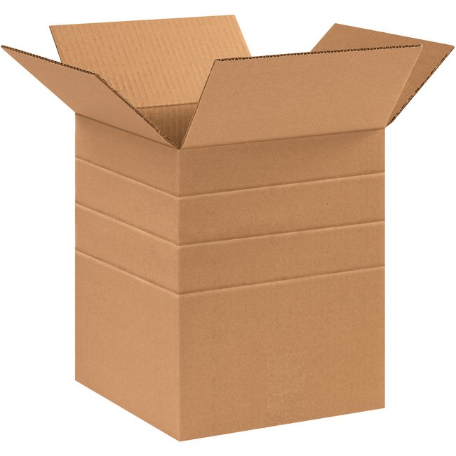 Multi-Depth 10x10x12 Corrugated Box - Kraft ECT-32 (Bundle of 25) - Image 1