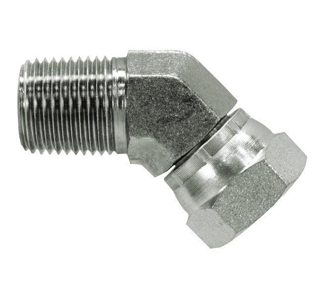 1" Carbon Steel 45 Degree Male x Female Swivel Pipe Elbow - Image 1