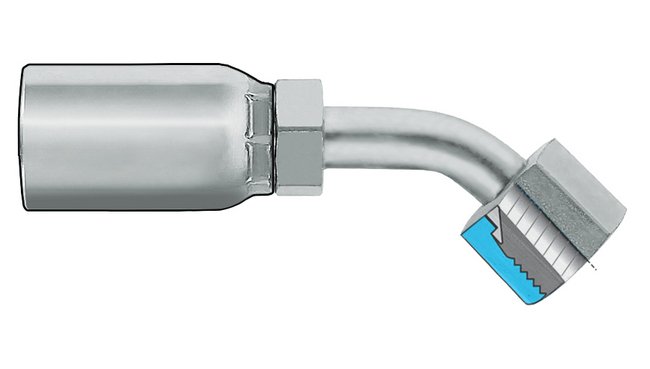 45° ORFS Female Swivel Coupling - Plated Steel - Image 1