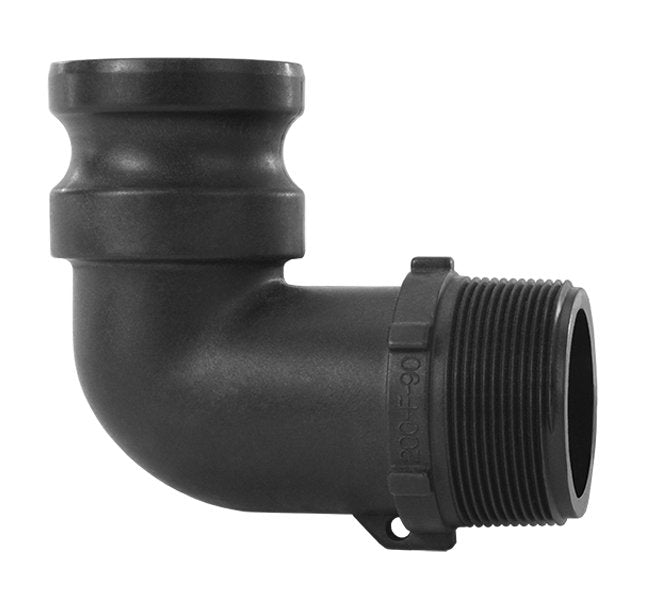 2 in Polypropylene Type F Male Adapter x Male NPT 90 Degree Elbow Cam & Groove Coupling - Image 1