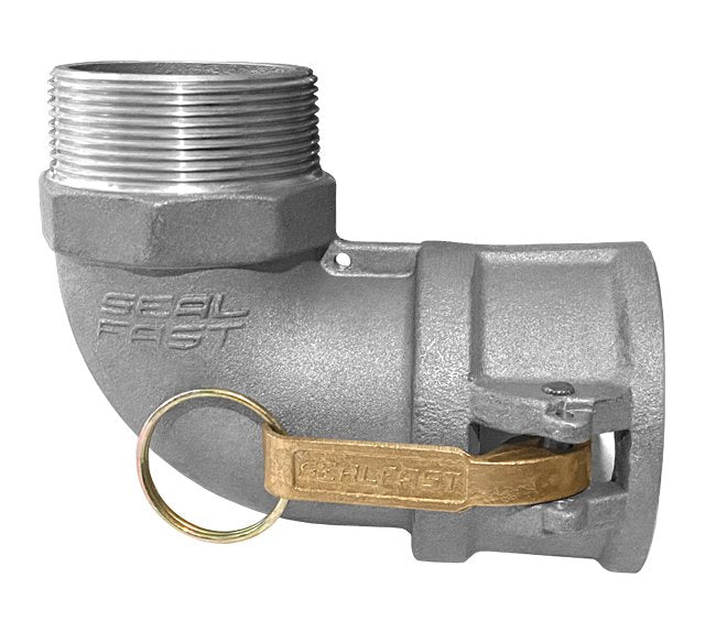 1 1/2" Aluminum Type B Female Coupler x Male NPT 90° Elbow - Image 1
