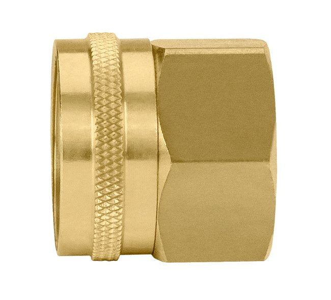 Brass Female GHT x Female Swivel Garden Hose Fitting, 1/2 in Pipe Thread Size - Image 1