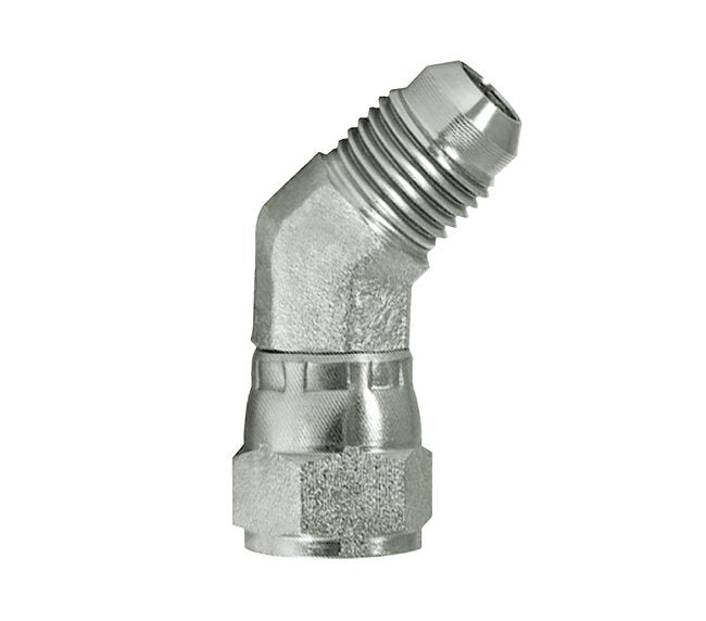 Carbon Steel 2 Inch 45° JIC Male x Swivel Female Elbow Adaptor - Image 1