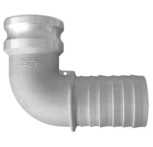 Stainless Steel 90-Degree Cam & Groove Coupling - Type E Male Adapter x Shank Elbow - Image 1