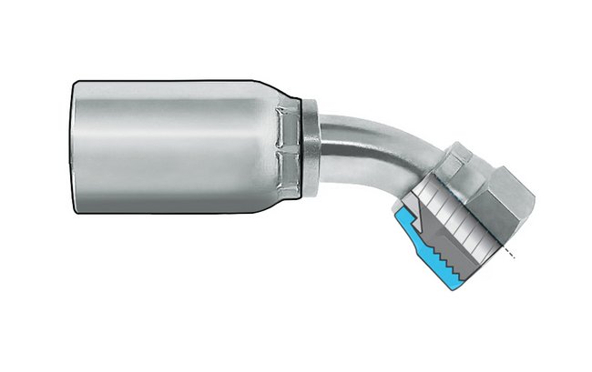 Hydraulic JIC 37° Female - 45° Swivel Coupling, Plated Steel Shell - Image 1
