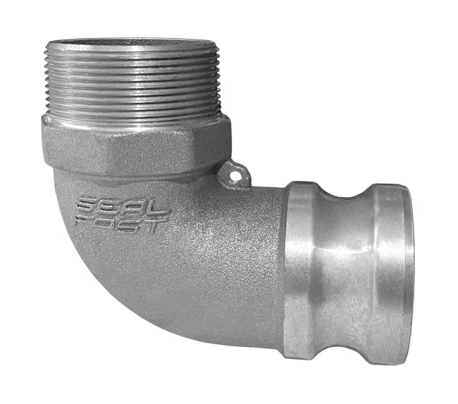 1 1/2" Aluminum Type F Male Adapter x Male NPT 90° Elbow Cam & Groove Coupling - Image 1